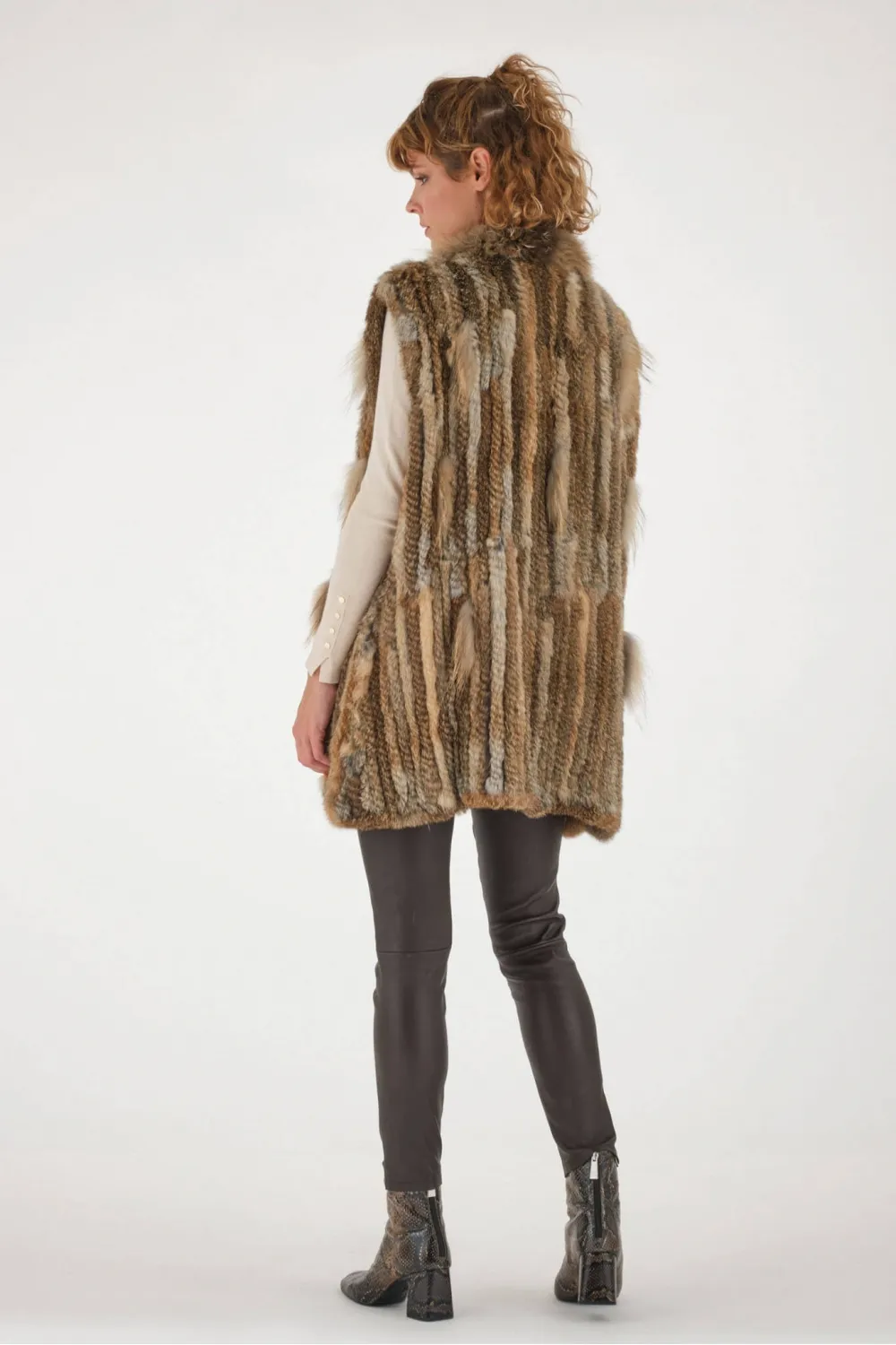 Gilet long en lapin tricoté naturel, Sélection Cesare Nori - 01004L Naturel | Cesare Nori